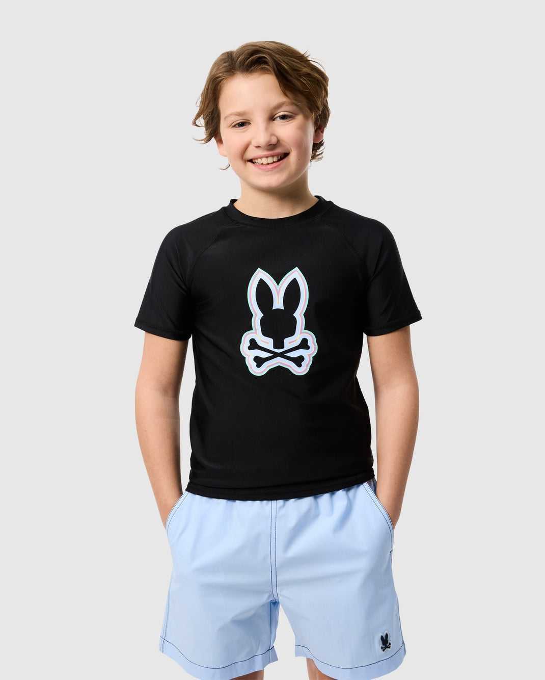 T Shirt Graphique Psycho Bunny San Leon Anti-uv Rashguard Noir Enfant | ISM-41271516